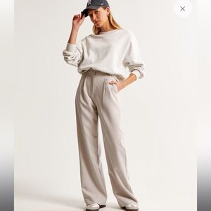 Abercrombie & Fitch Sloane Tailored Wide Leg Pants Light Taupe High Rise sz 14s